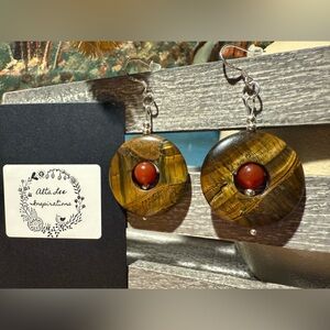 Tigers Eye, Carnelian and Sterling Silver Earrings by Alta Lee Inspirations